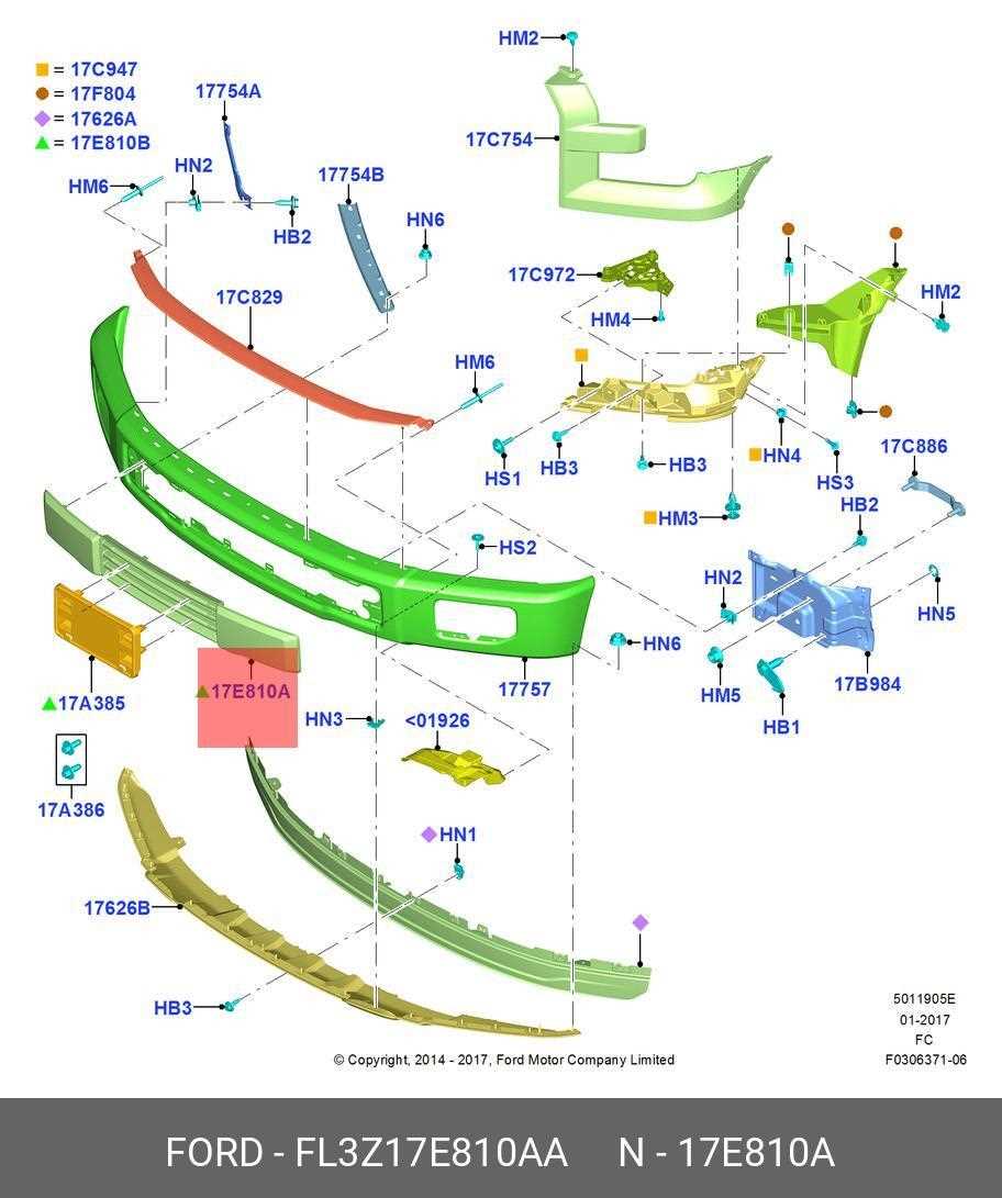 2016 ford f150 front bumper parts diagram