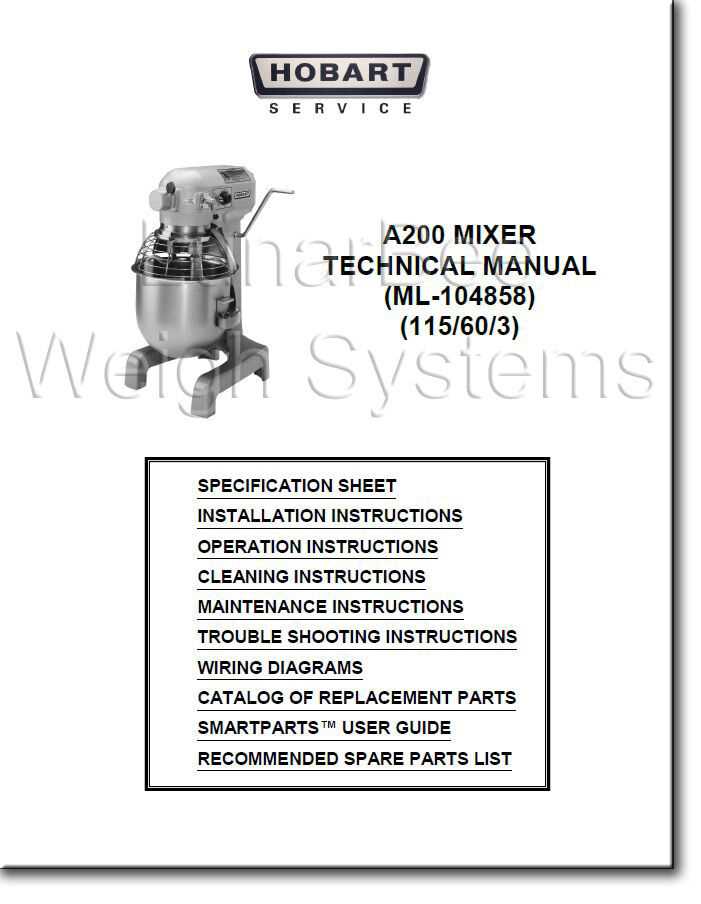 hobart mixer parts diagram