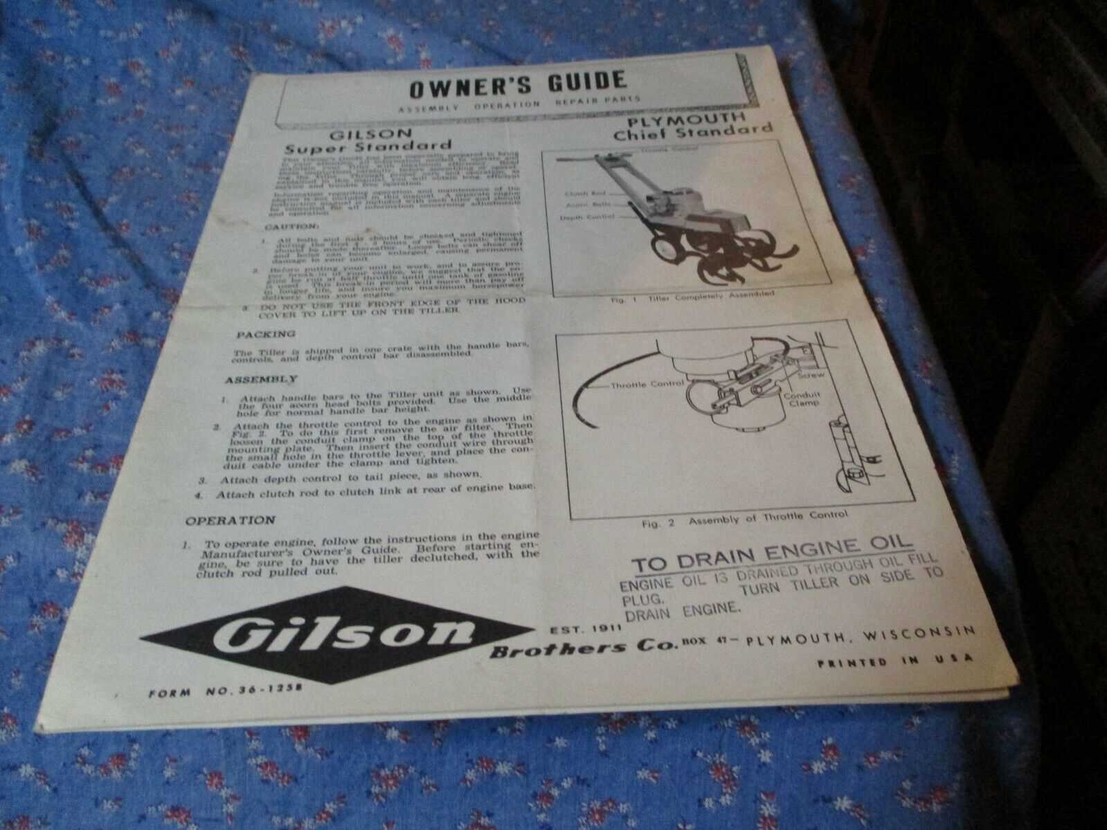 gilson 1580 tiller parts diagram