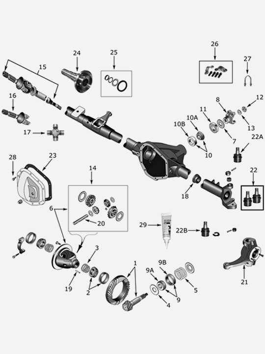 ford dana 44 front axle parts diagram