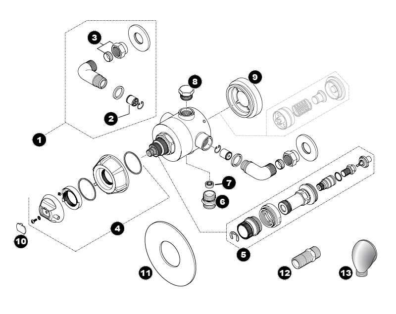 grohe shower valve parts diagram