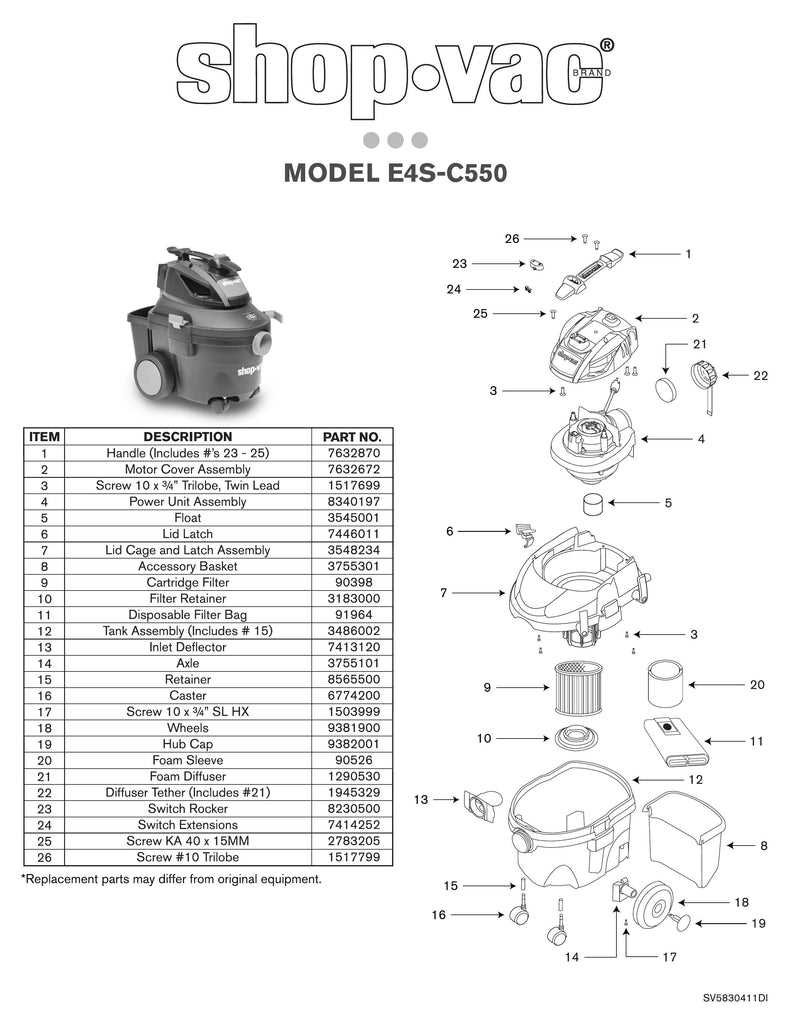 ridgid shop vac parts diagram