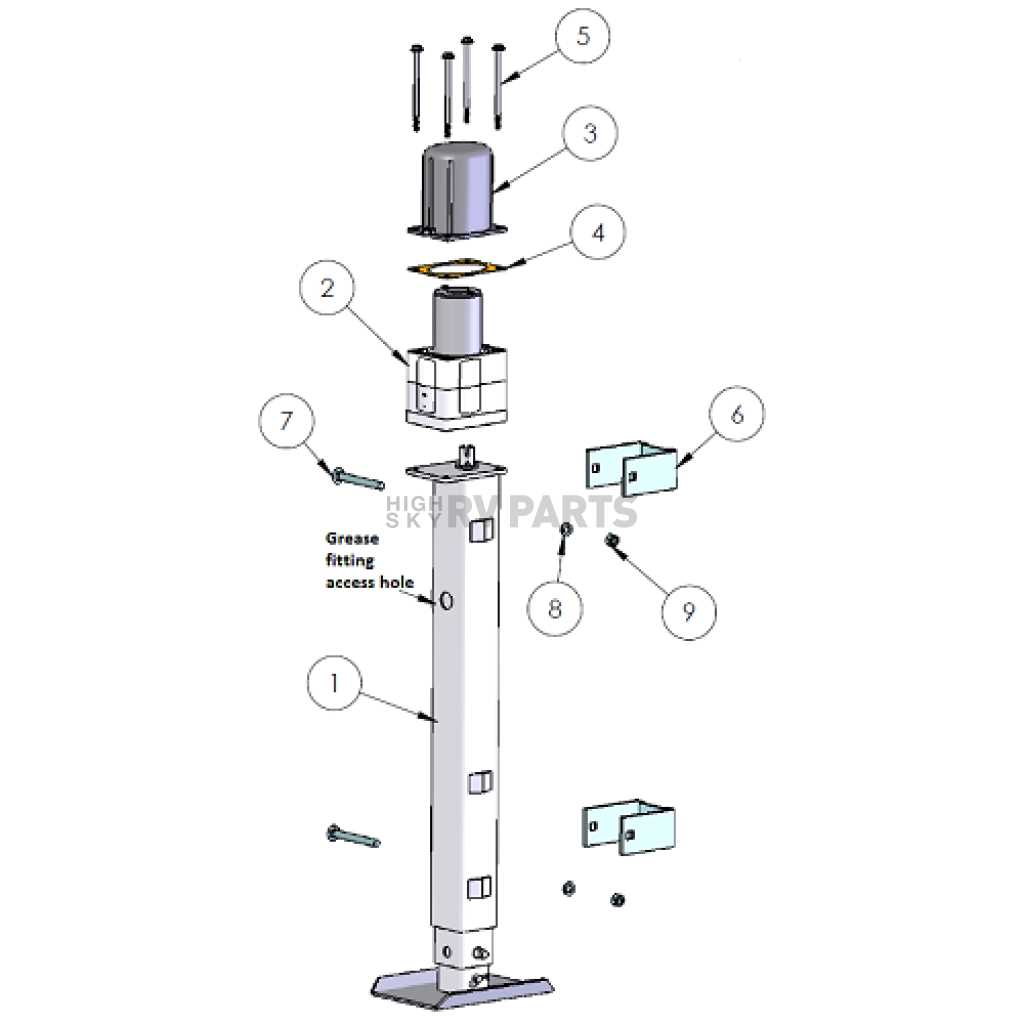 trailer landing gear parts diagram