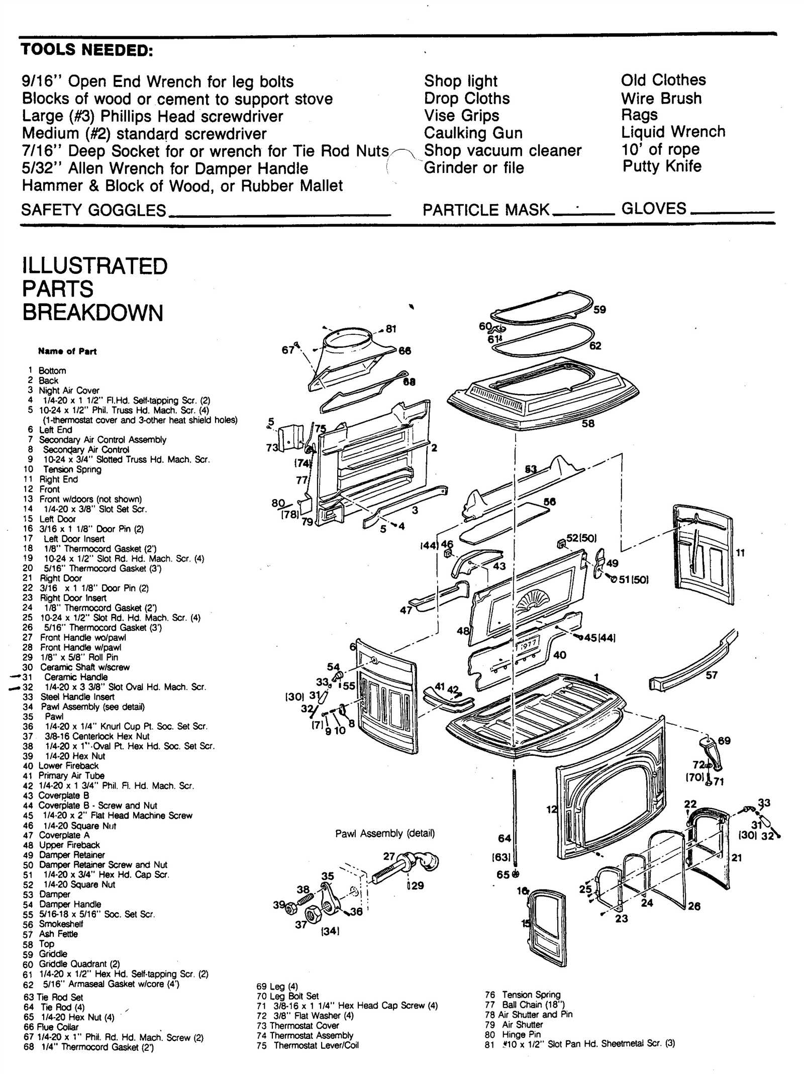 wood stove parts diagram