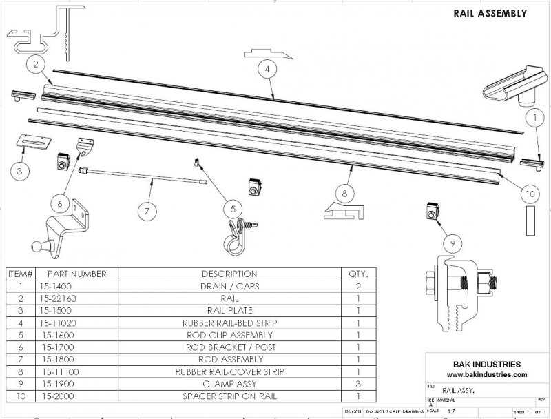 tonneau cover parts diagram