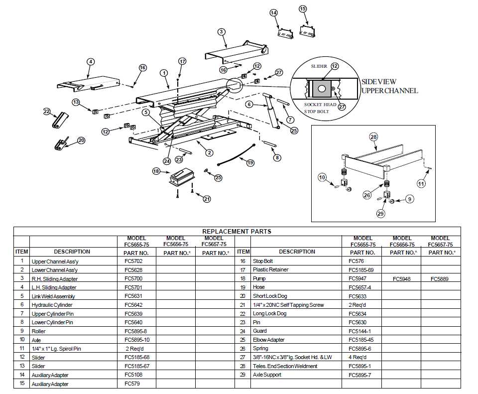 rotary lift parts diagram