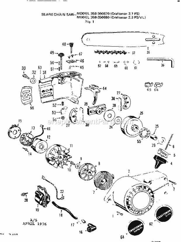 42cc craftsman chainsaw parts diagram