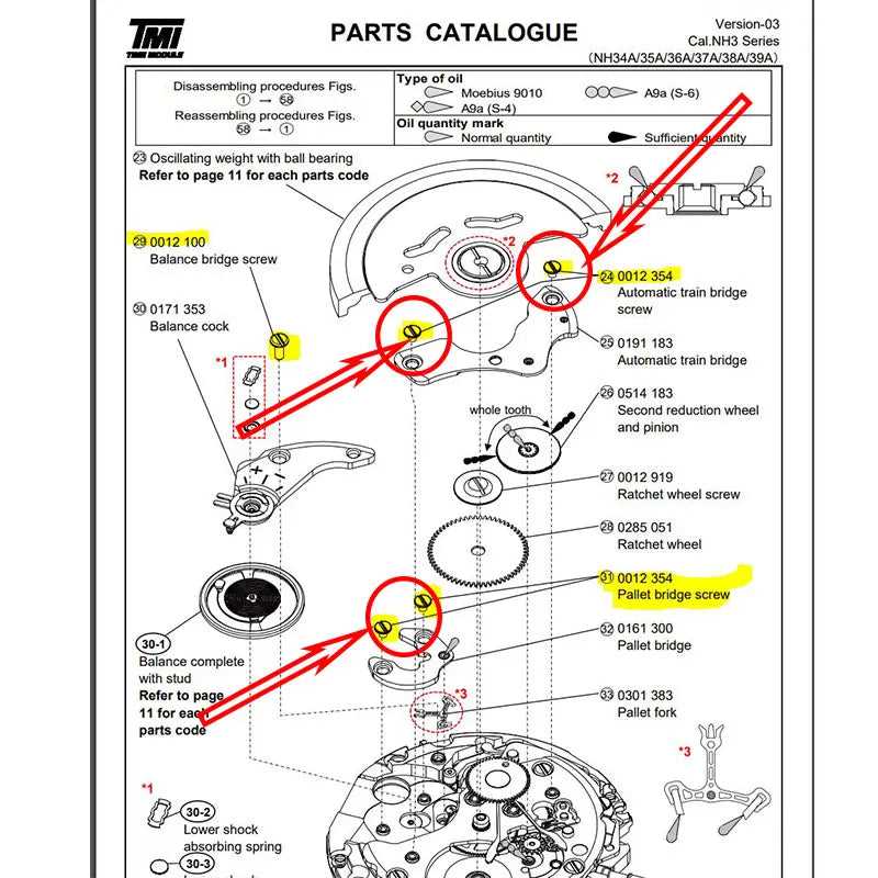 automatic watch movement parts diagram