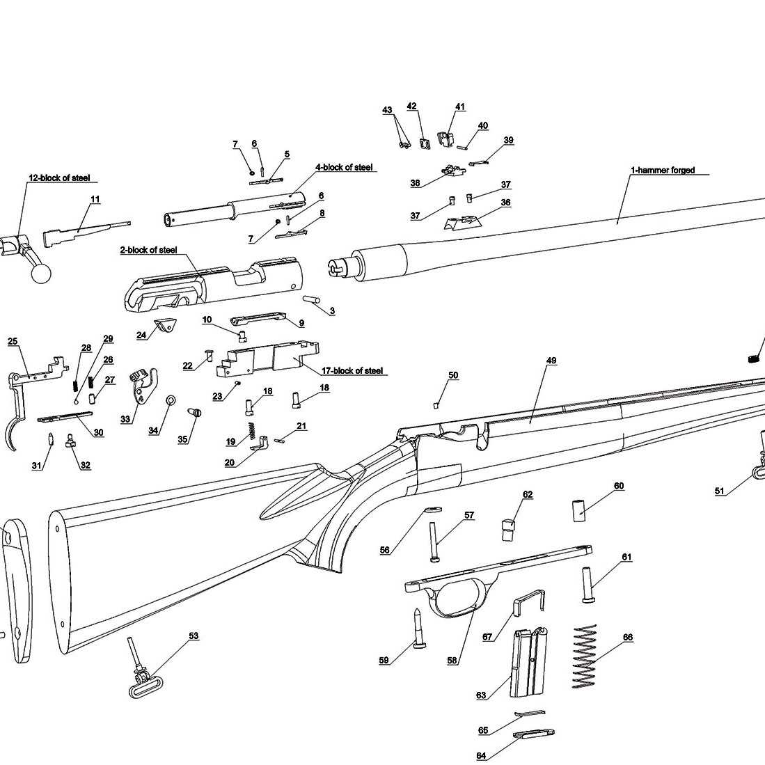 bolt action rifle parts diagram