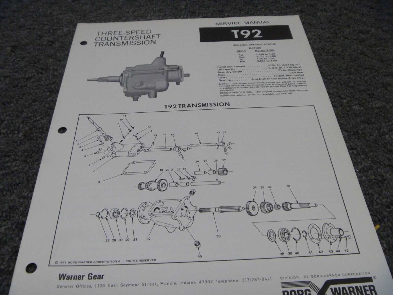 borg warner t10 parts diagram