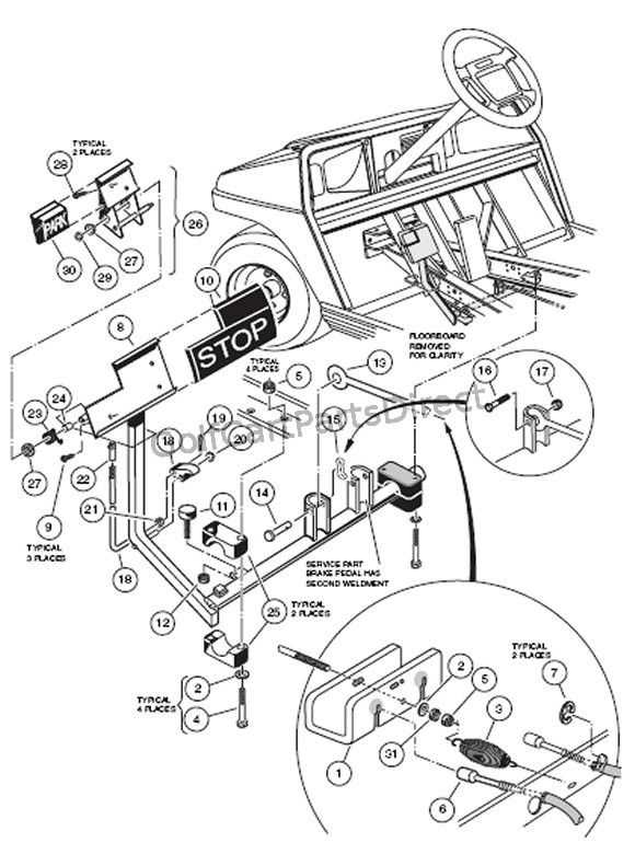 club car brake parts diagram