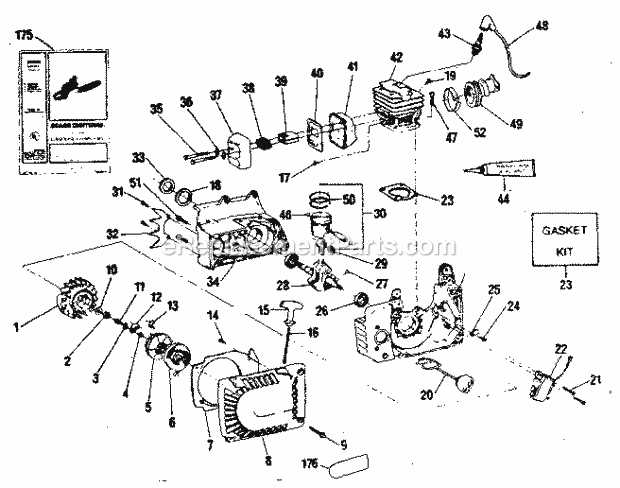 craftsman 16 36cc chainsaw parts diagram