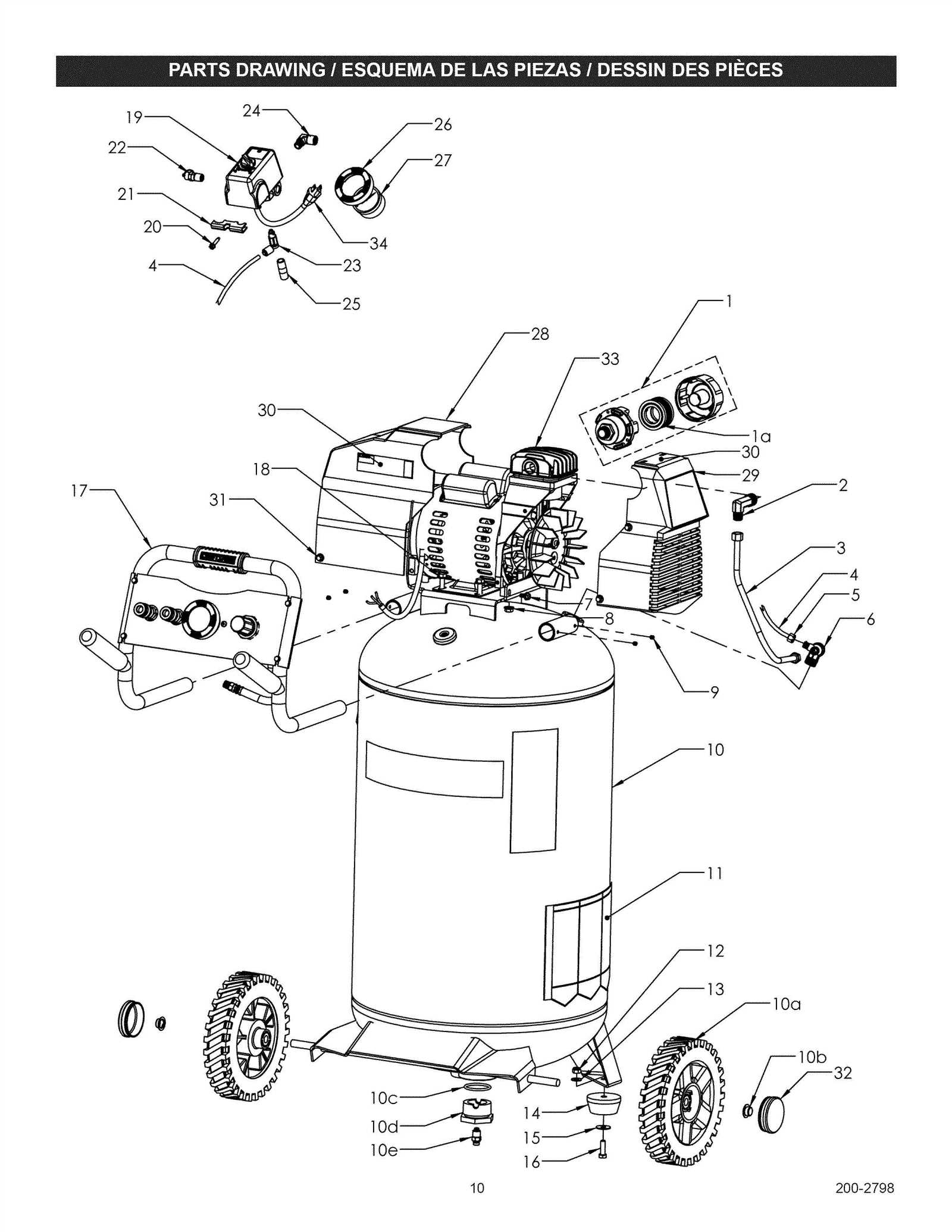 craftsman 33 gallon air compressor parts diagram