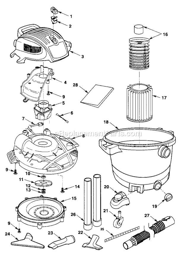 craftsman shop vac parts diagram