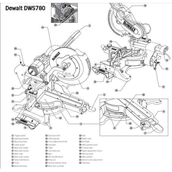 dewalt dws780 parts diagram