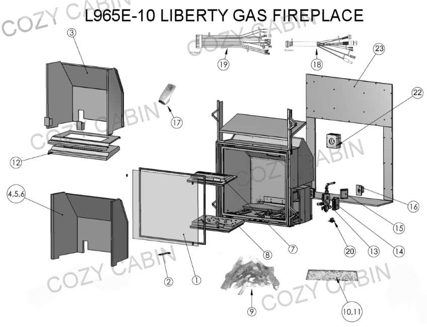 diagram of fireplace parts