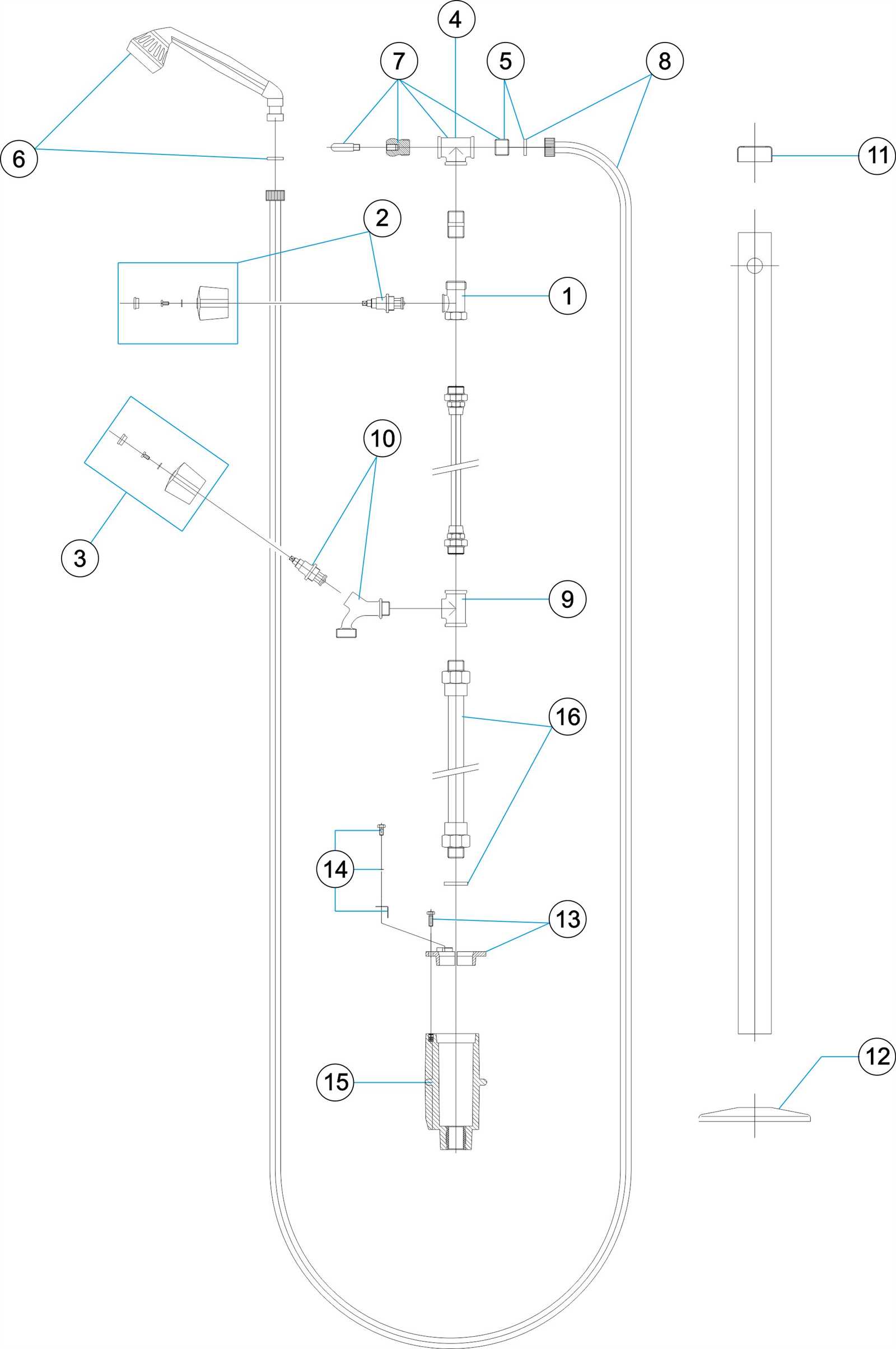 diagram shower head parts