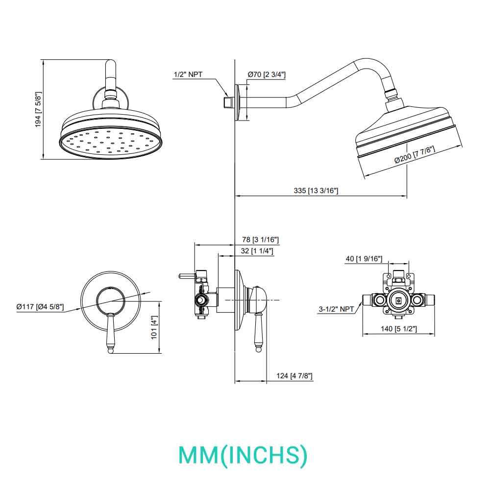 diagram shower head parts