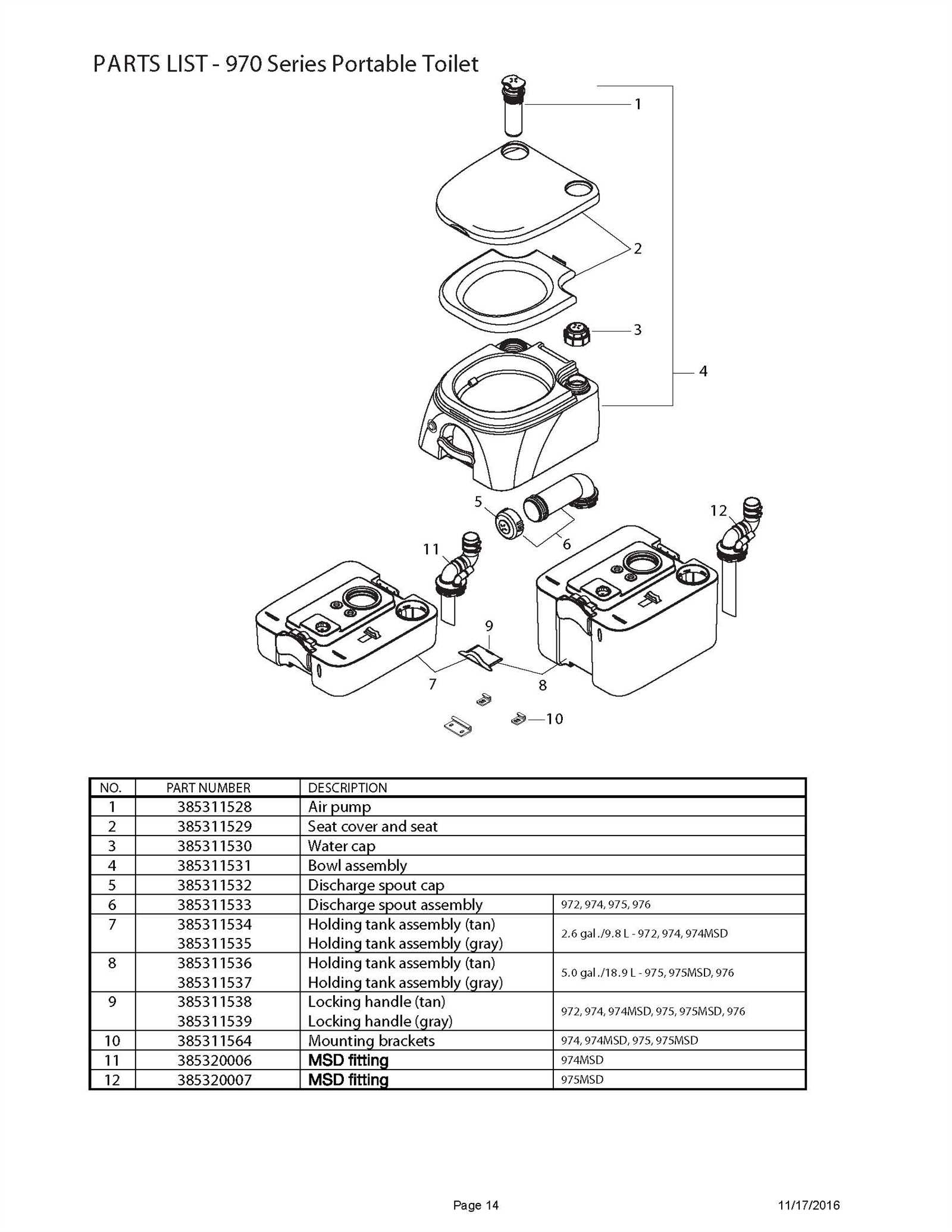 dometic toilet parts diagram