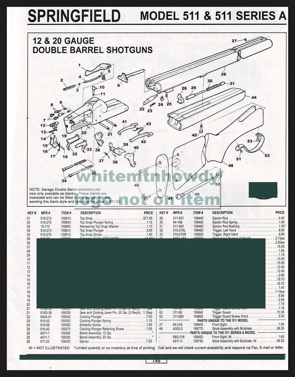 double barrel shotgun parts diagram