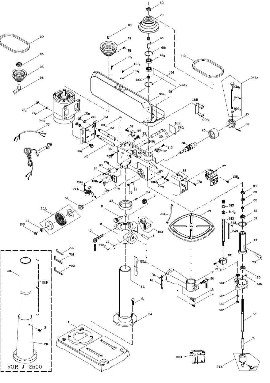 drill press parts diagram