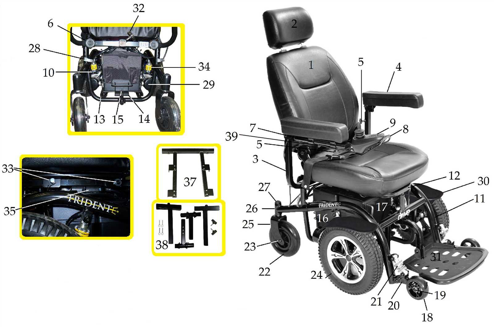 drive wheelchair parts diagram