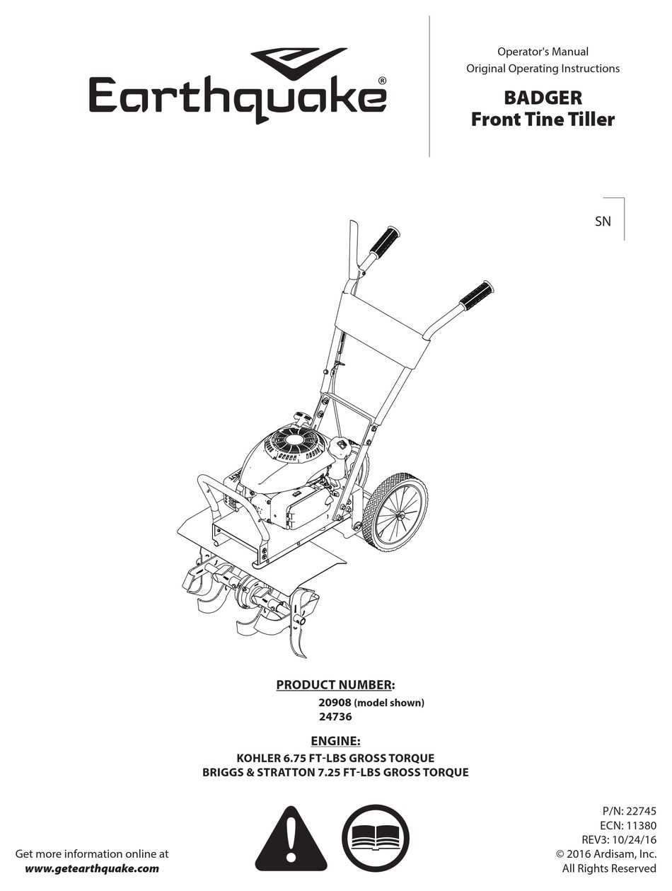 earthquake tiller parts diagram