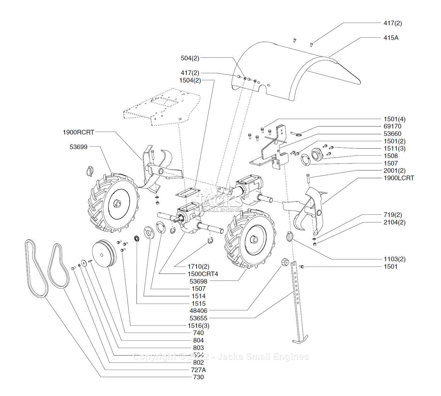 earthquake tiller parts diagram