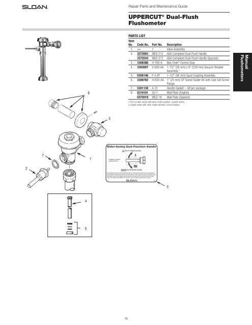 flushometer parts diagram