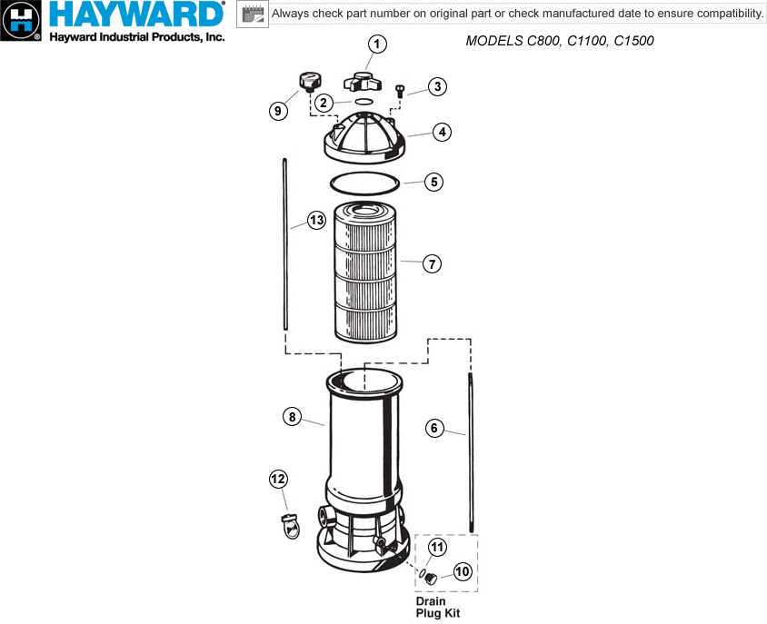 hayward pool filter parts diagram