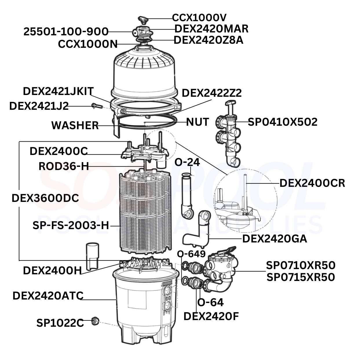 hayward pool filter parts diagram