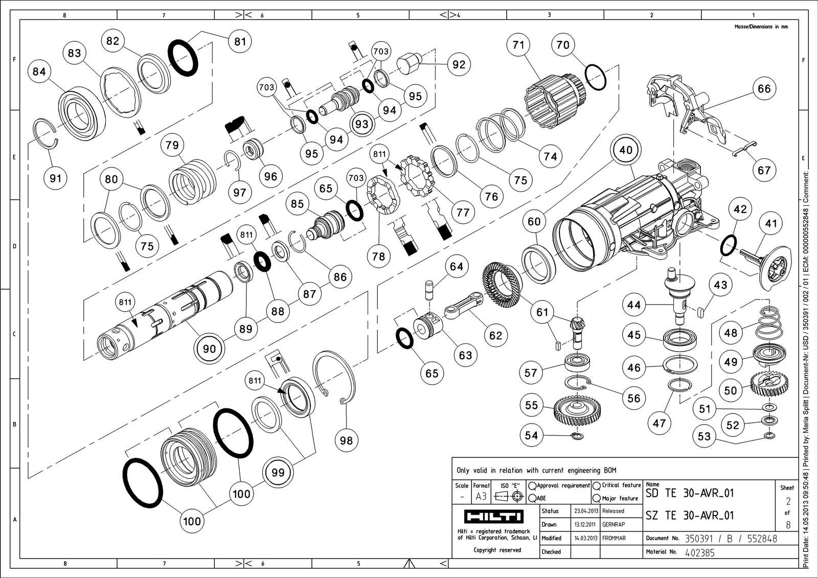 hilti te 3000 avr parts diagram
