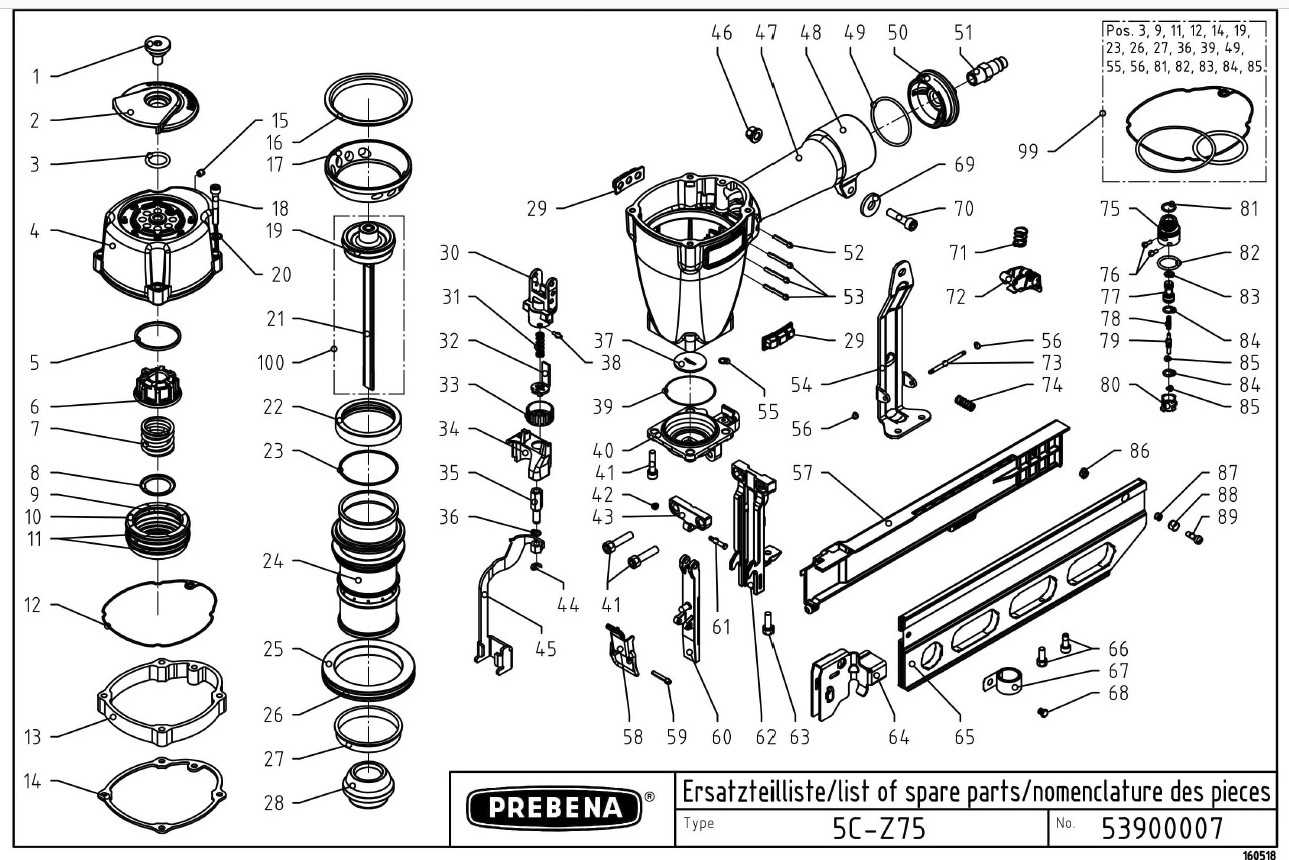 hitachi nail gun parts diagram