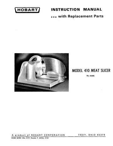 hobart meat slicer parts diagram