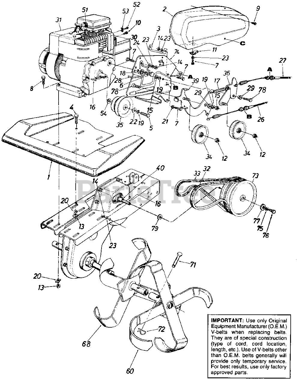 huskee tiller parts diagram