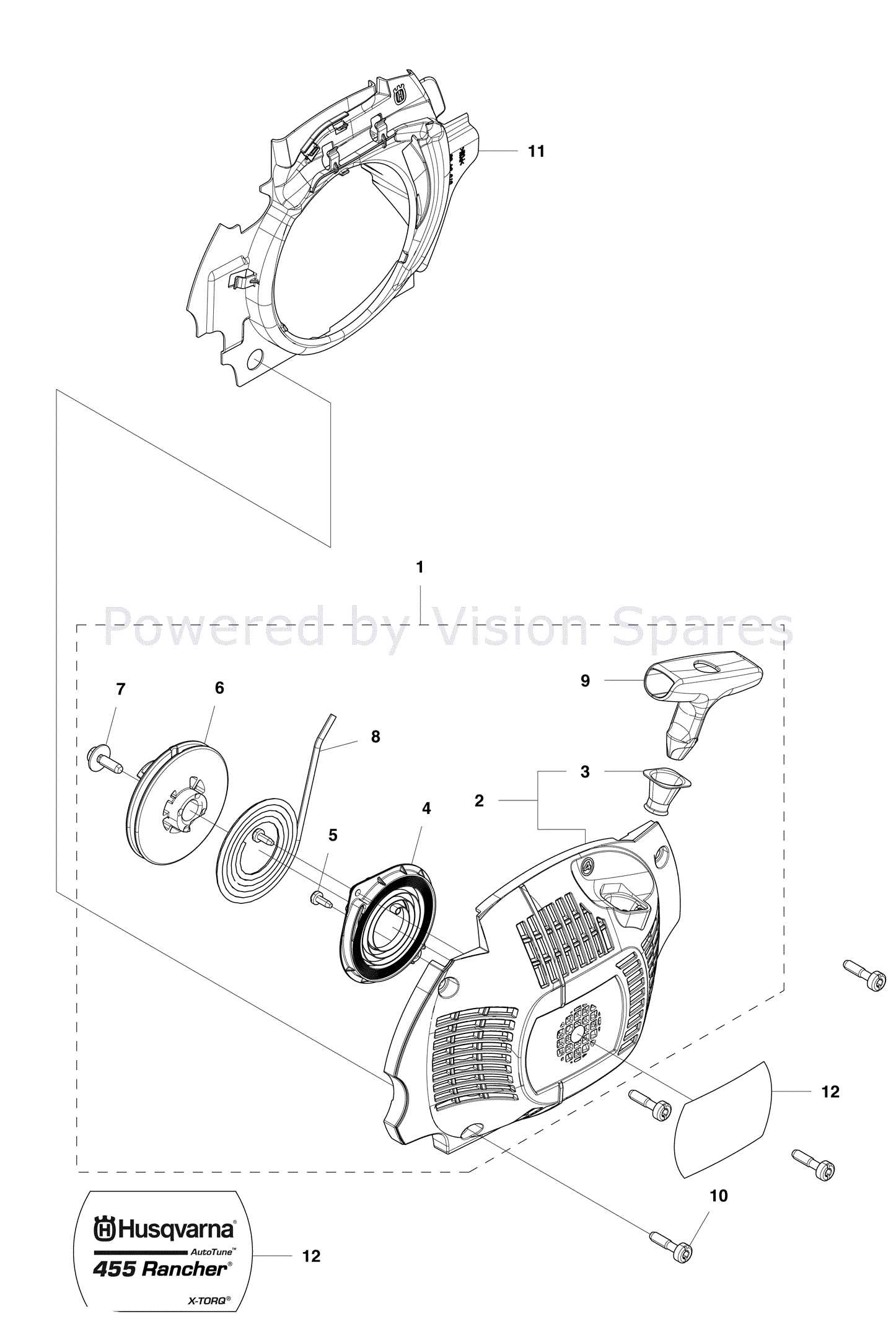 husqvarna 455 parts diagram