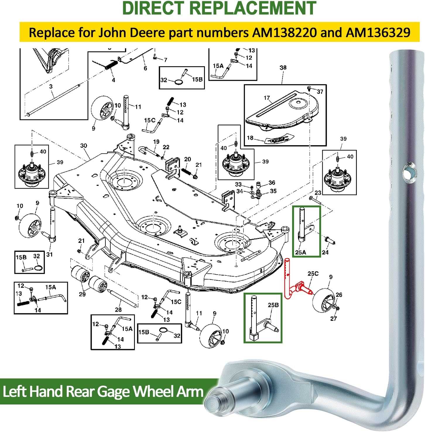 john deere x360 mower deck parts diagram