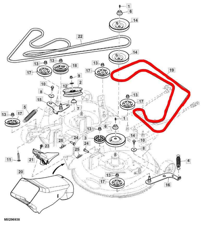 john deere x500 54 mower deck parts diagram