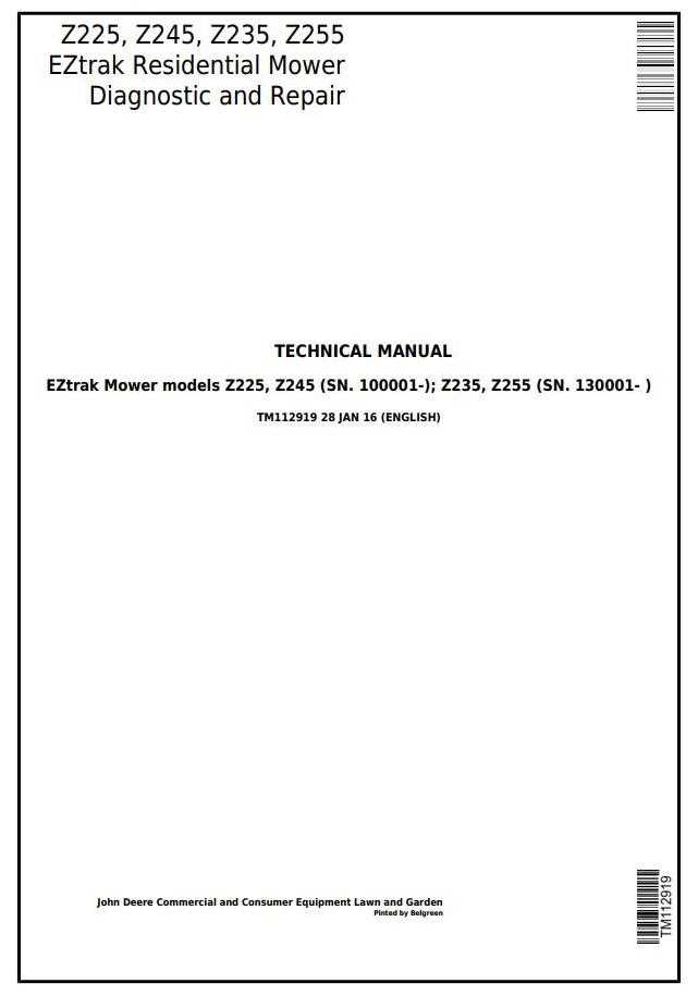 john deere z235 parts diagram