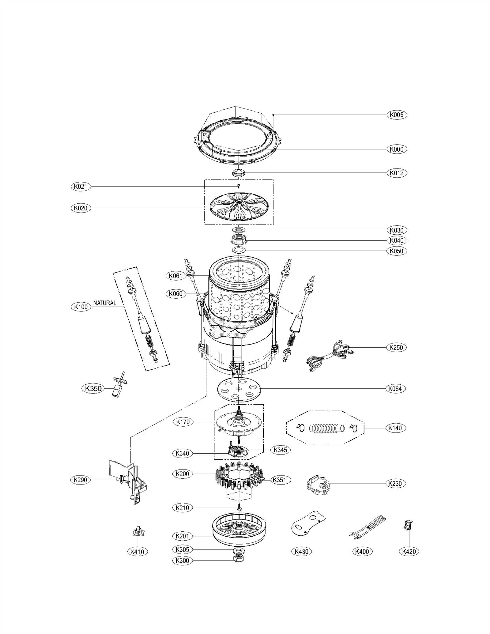 kenmore washer agitator parts diagram