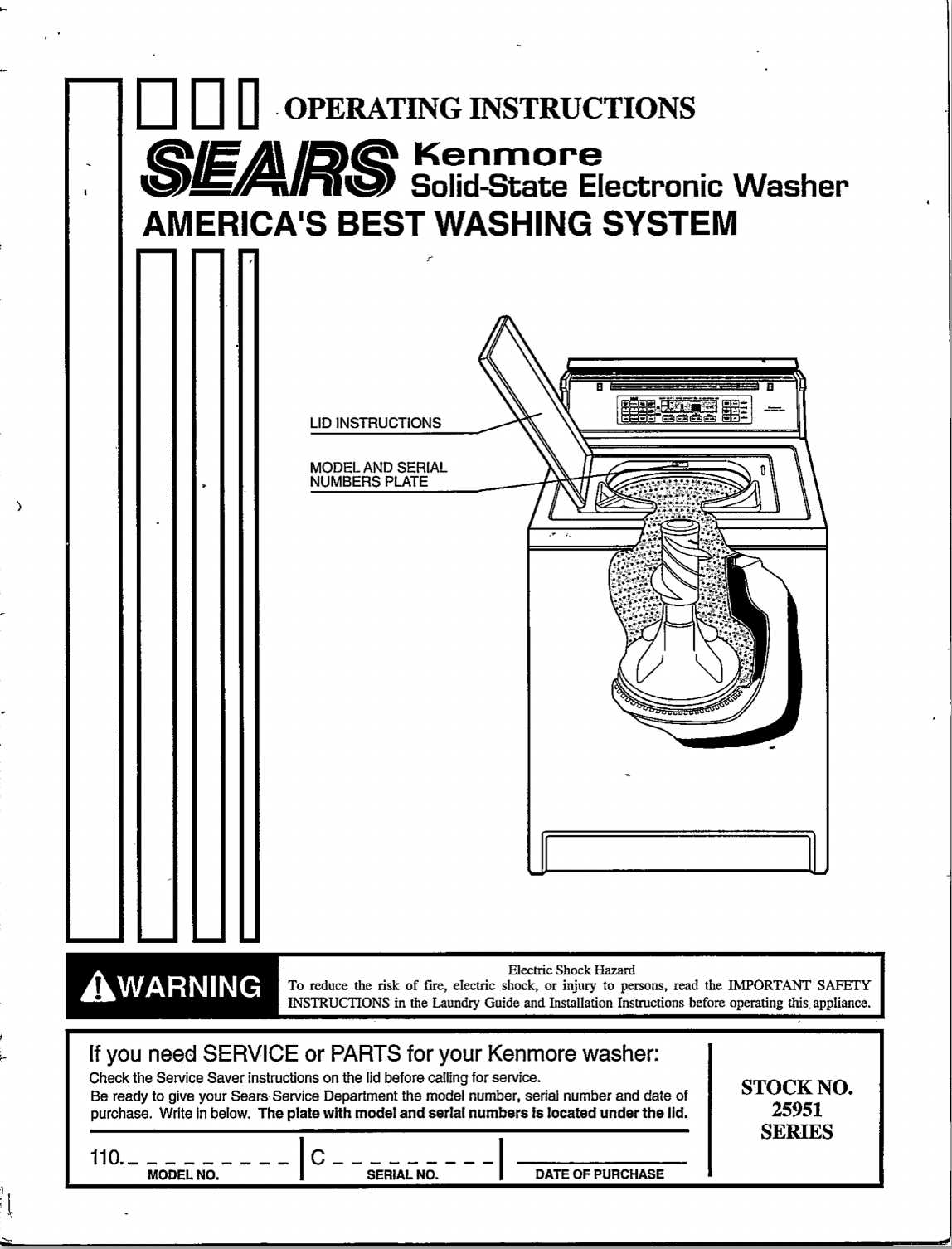 kenmore washer model 110 parts diagram