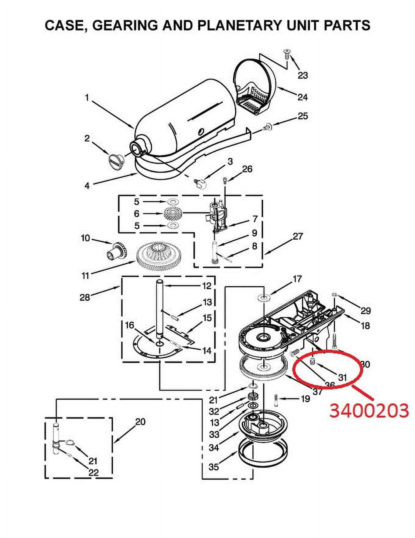 kitchenaid stand mixer parts diagram