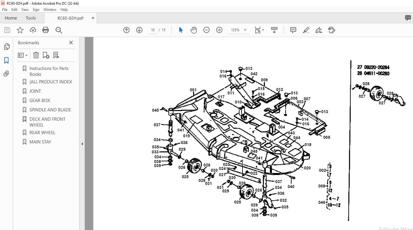 kubota rck60 mower deck parts diagram