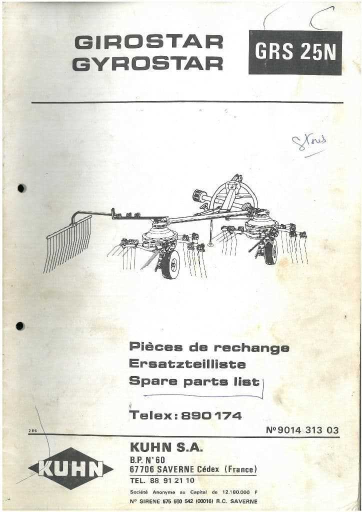 kuhn rake parts diagram