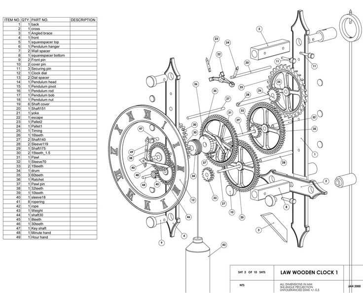 mechanical clock parts diagram