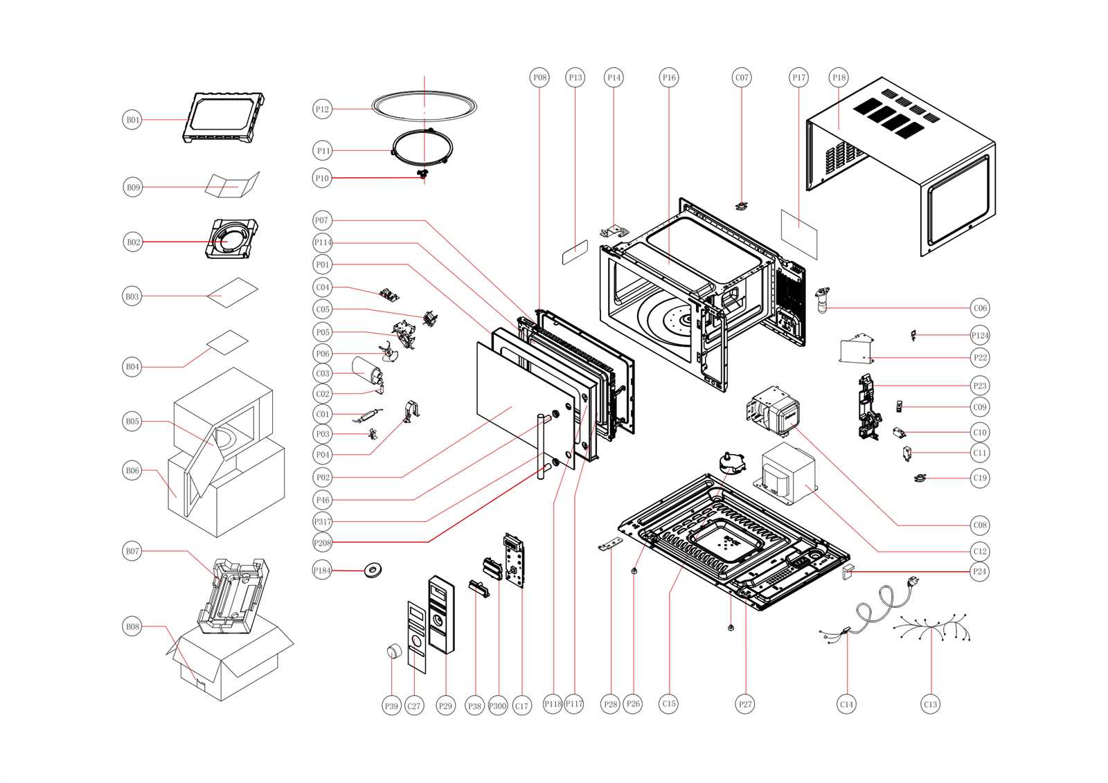 microwave parts diagram