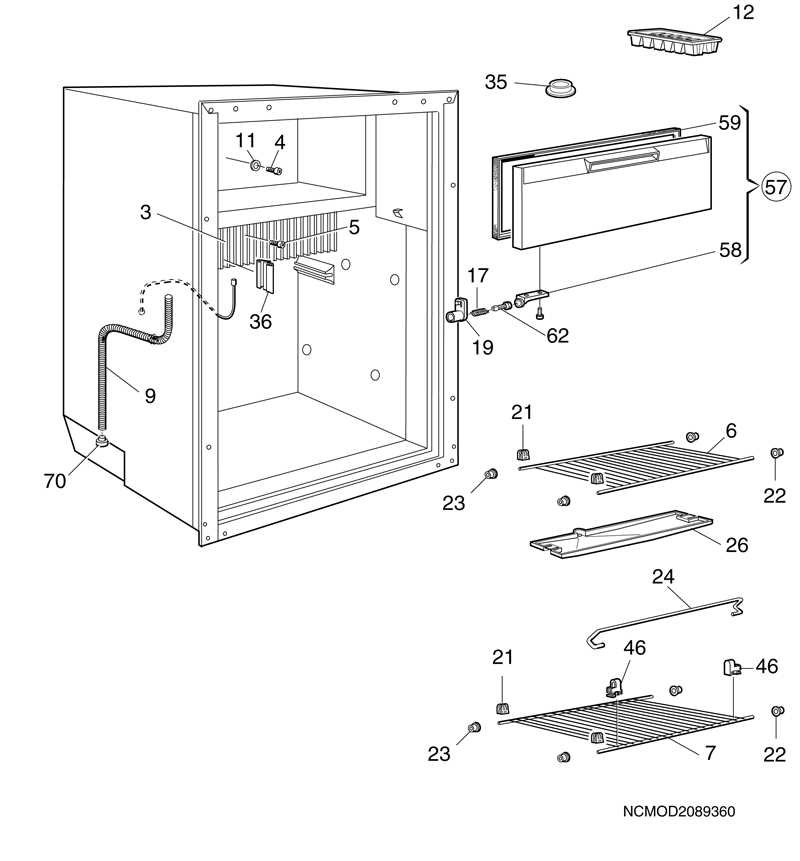 mini fridge parts diagram