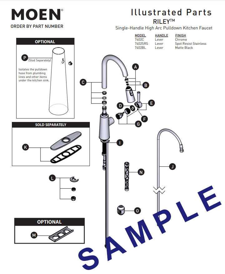 moen pull out kitchen faucet parts diagram