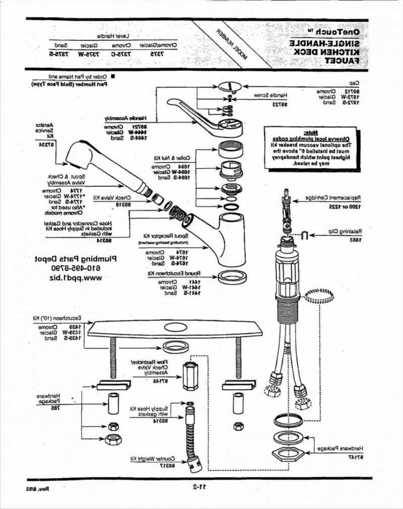 moen single handle kitchen faucet parts diagram