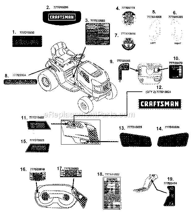 parts diagram craftsman riding mower